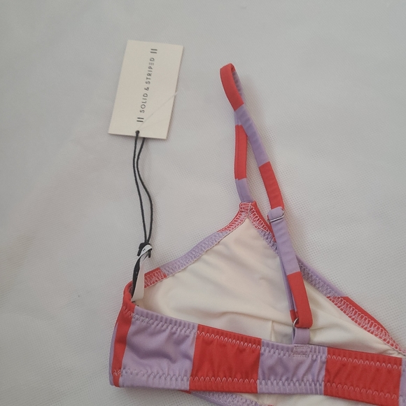 Solid & Striped The Rachel Bikini Top in Lavender Red Stripe - Picture 7 of 9